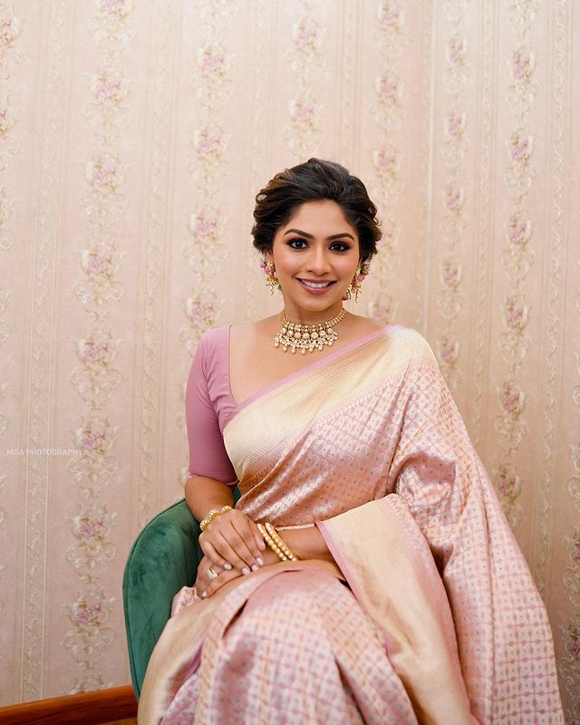 Traditional Printed Kanjivaram Art Silk Saree – Pink