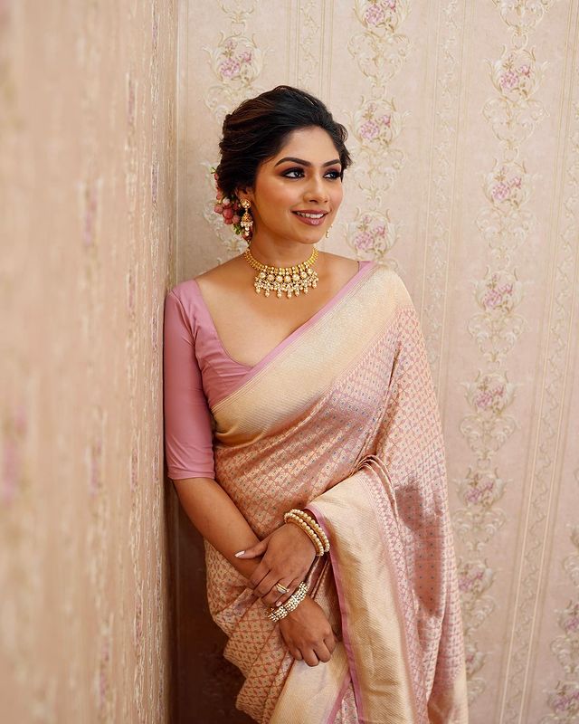 Traditional Printed Kanjivaram Art Silk Saree – Pink