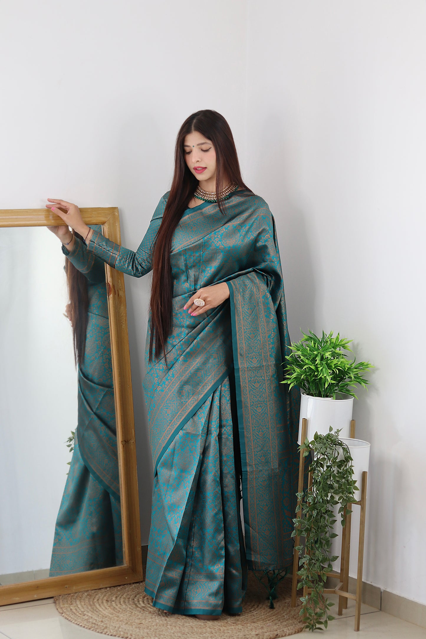 Luxury Pure Silk Kanjivaram Saree with Artistic Prints
