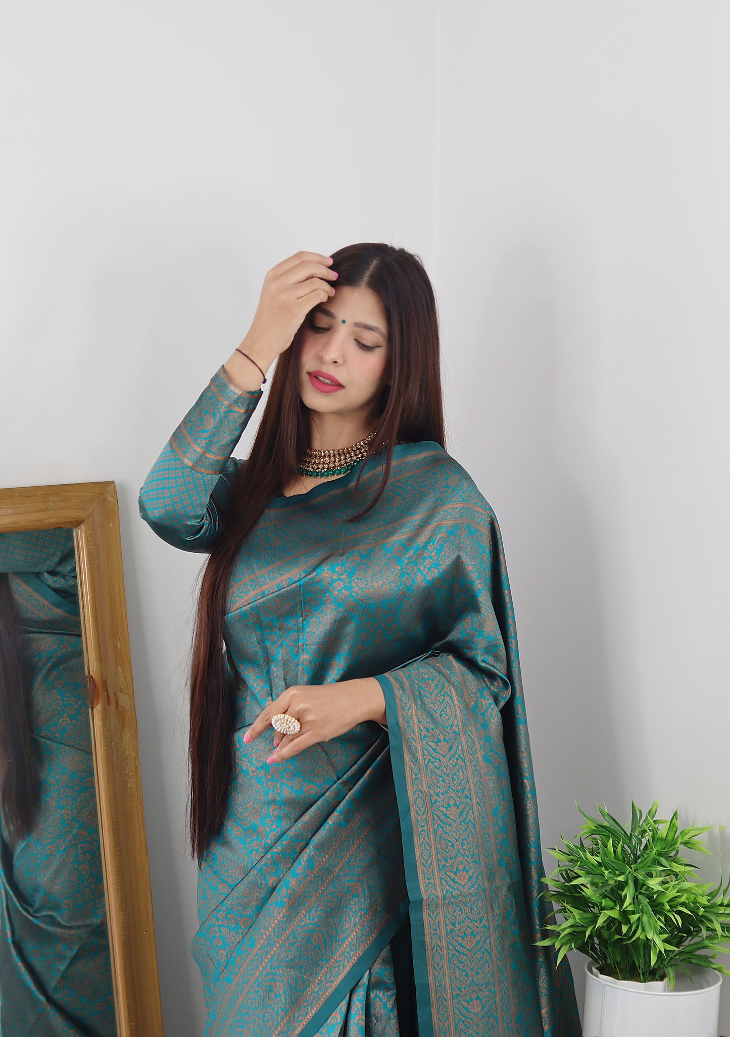 Luxury Pure Silk Kanjivaram Saree with Artistic Prints
