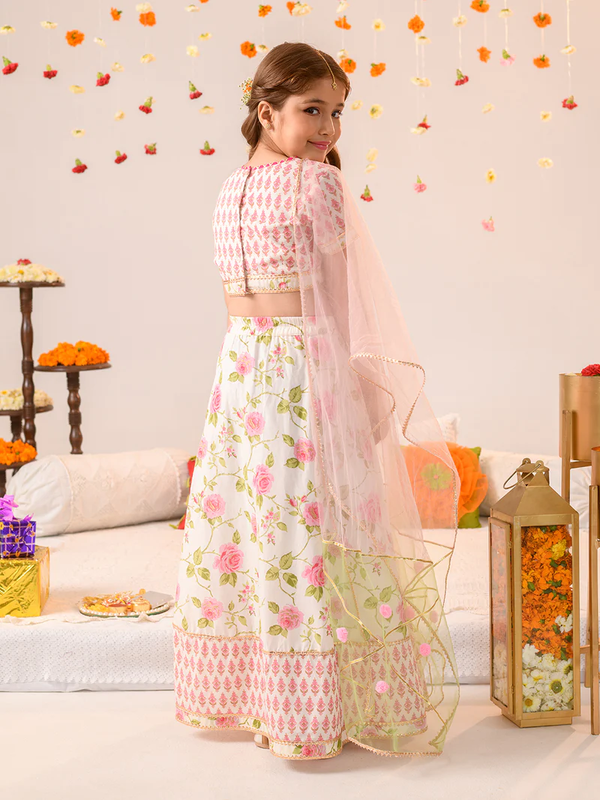 Rose Pink Colour Ethnic Wear For Girls