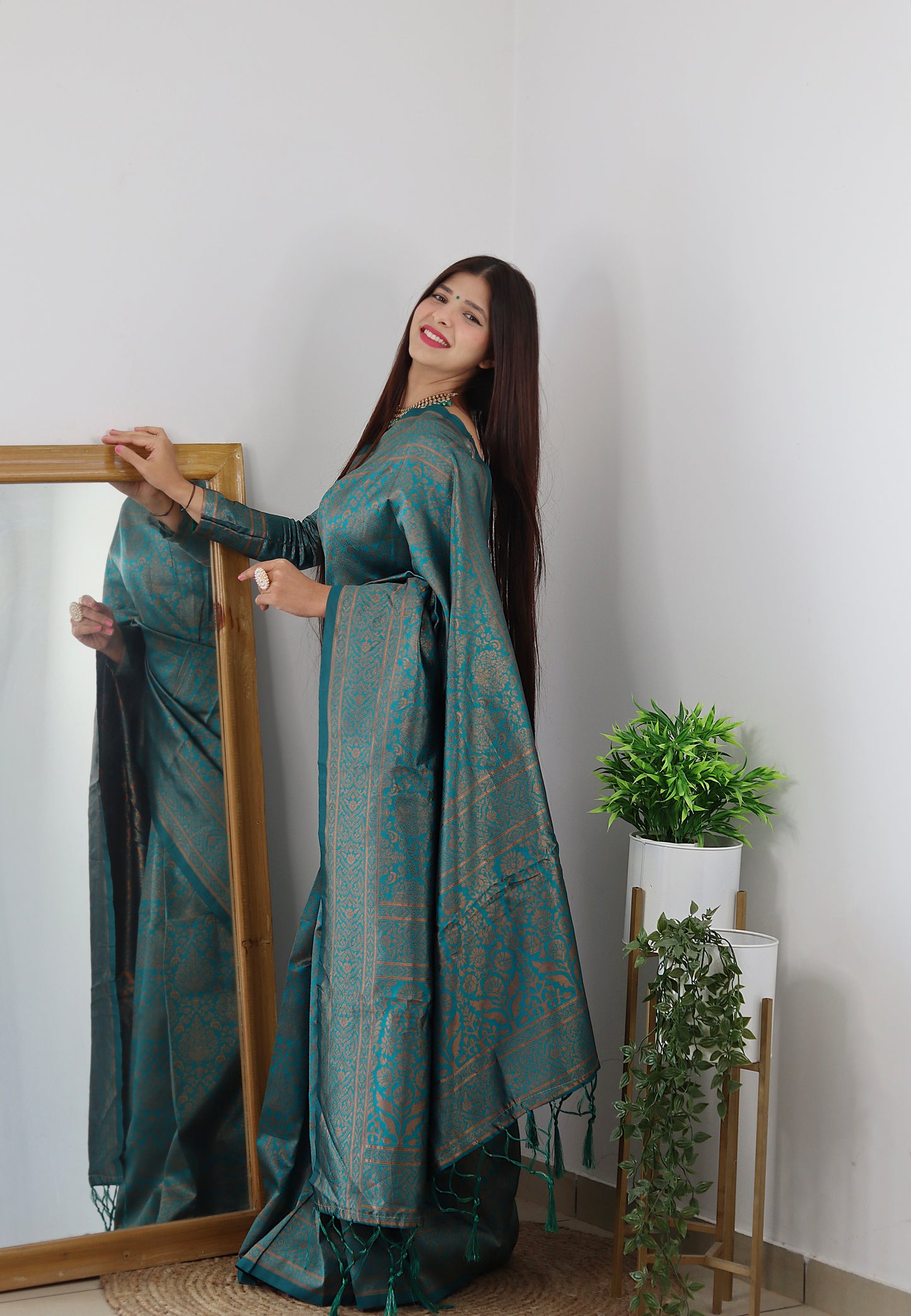 Luxury Pure Silk Kanjivaram Saree with Artistic Prints